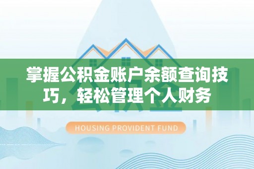 头屯河掌握公积金账户余额查询技巧，轻松管理个人财务